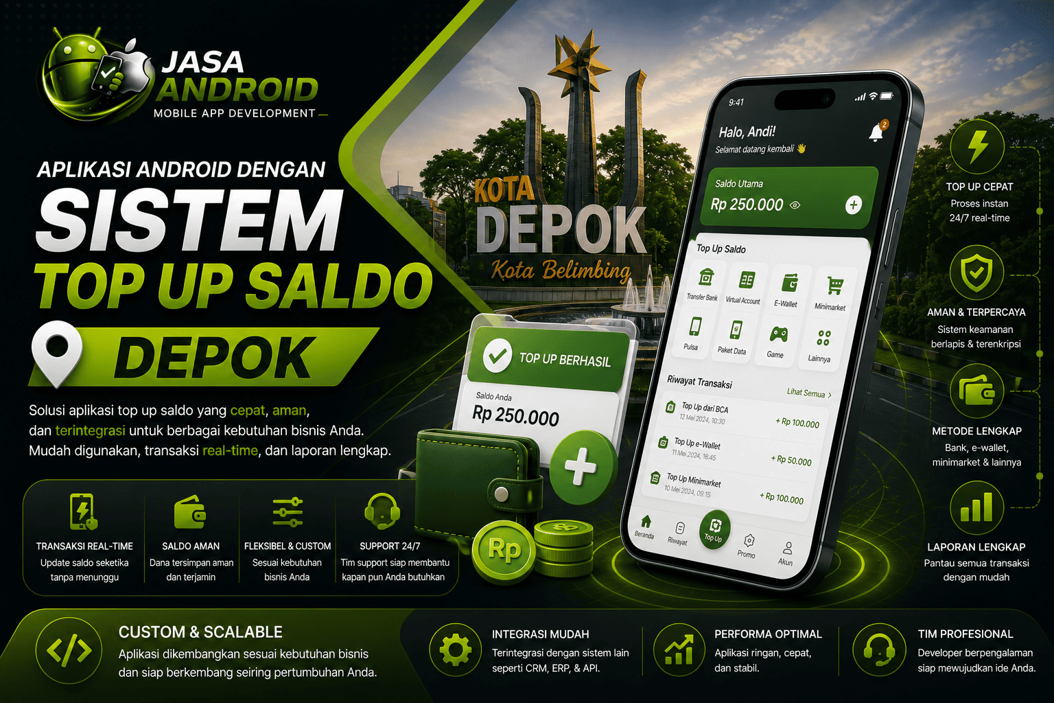 Aplikasi Android dengan Sistem Top Up Saldo Depok: Solusi Pembayaran Digital Praktis untuk Bisnis Modern